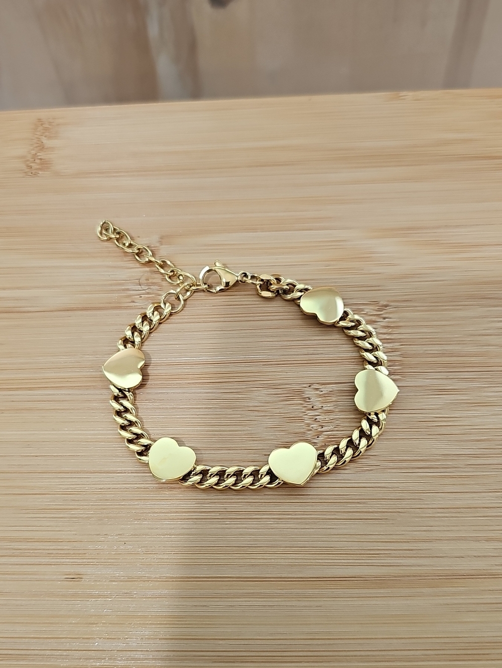 Gold Heart Link Bracelet for Women